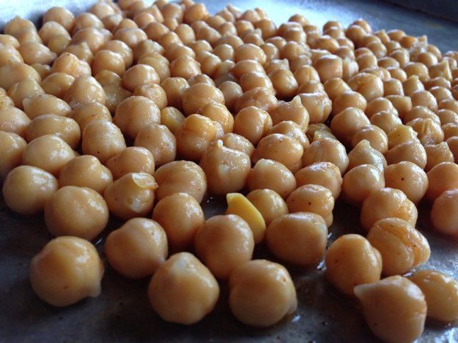 Bed of marinated chickpeas