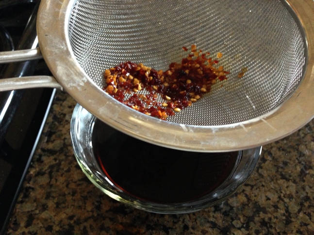 Remove the red chili seeds half way through the cooking process