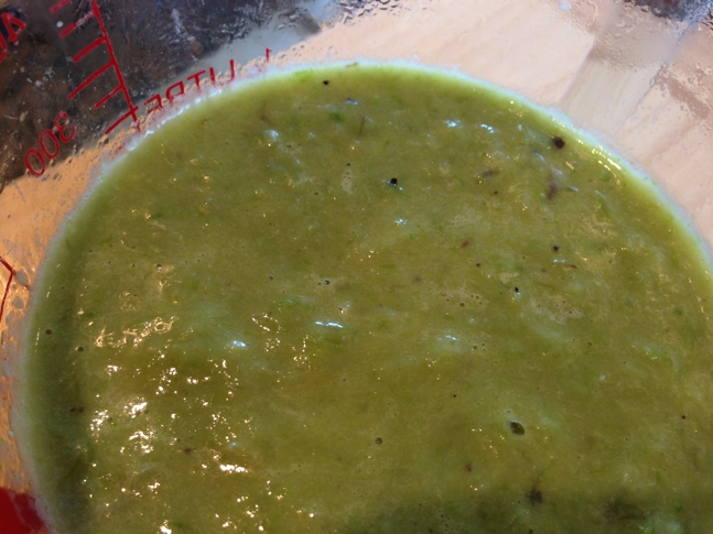Remove half the soup and add to a blender. Puree.