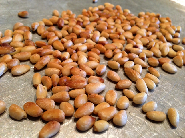 Toasted pine nuts have a wonderfully sweet nutty flavor. They are good raw, but when you toast them the flavor really bursts.