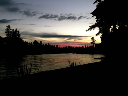Peaceful sunset over Lake Tapps