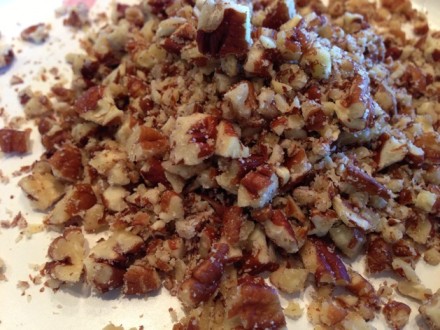 Chop pecans, walnuts, or any desired nut to be added to the dough. I used pecans.