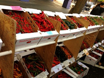 Boxes of peppers