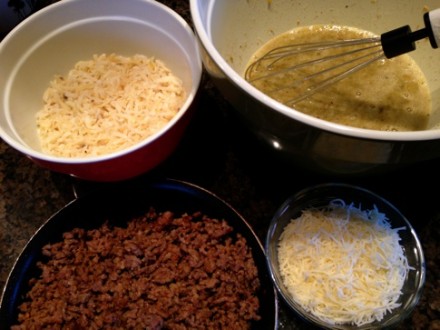 Ingredients for making Salsa Verde Egg Casserole