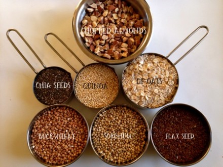 Seeds and grains for gluten-free power bars