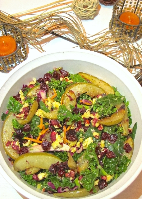 fall harvest kale and pear salad