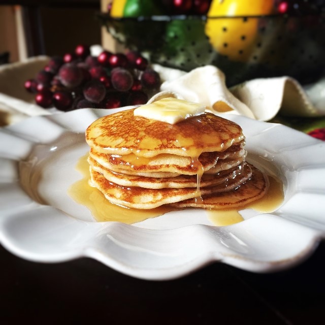 Gluten Free pancakes with Southern Eggnog Syrup