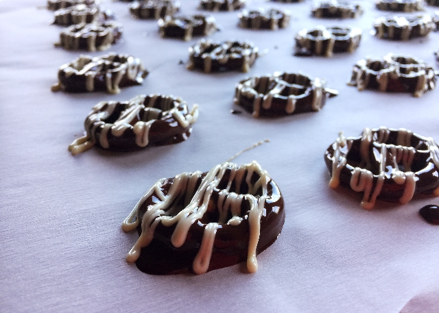 Chocolate Pretzels on Cookie Tray