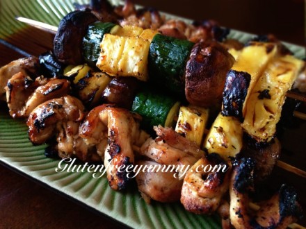 Grilled Coconut Sticky Chicken & Pineapple Kabobs