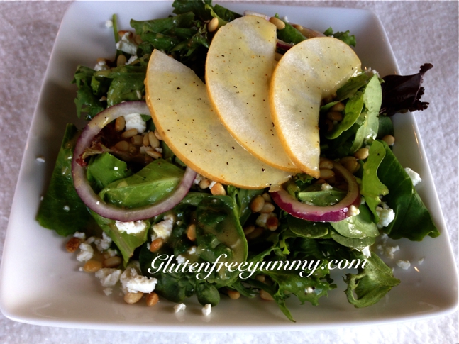 Asian Pear-Chevre Salad with Maple-Dijon Dressing