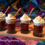 Diary-free whipped topping on Strawberry-rhubarb compote