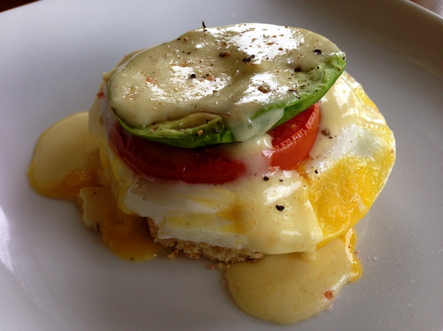 Gluten-free Tomato-Avocado Eggs Benedict