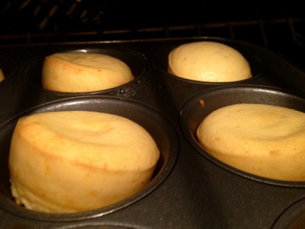 Bake until light golden brown, rotating muffin tin halfway through baking.