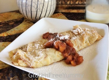 Gluten-free Crepes with Caramelized Apple Compote