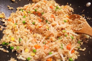 Making Cauliflower fried rice