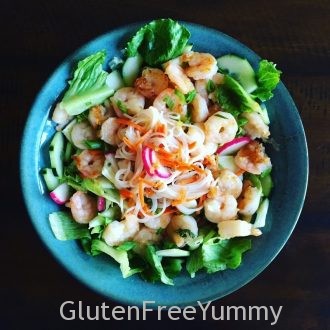 Gluten-free Vietnamese Rice Noodle & Shrimp Bowl